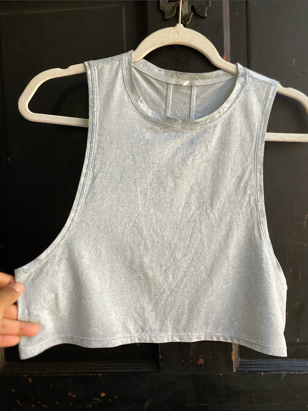 lululemon beautiful, athletica Silver Metallic Crop Tank